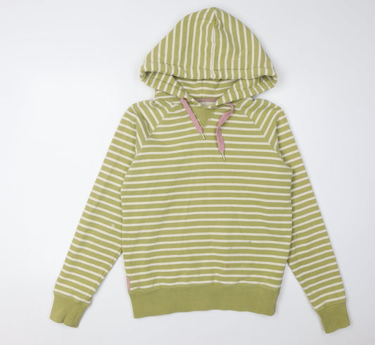 Joules Women's Green Striped Cotton Hoodie, Size 6