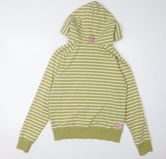 Joules Women's Green Striped Cotton Hoodie, Size 6