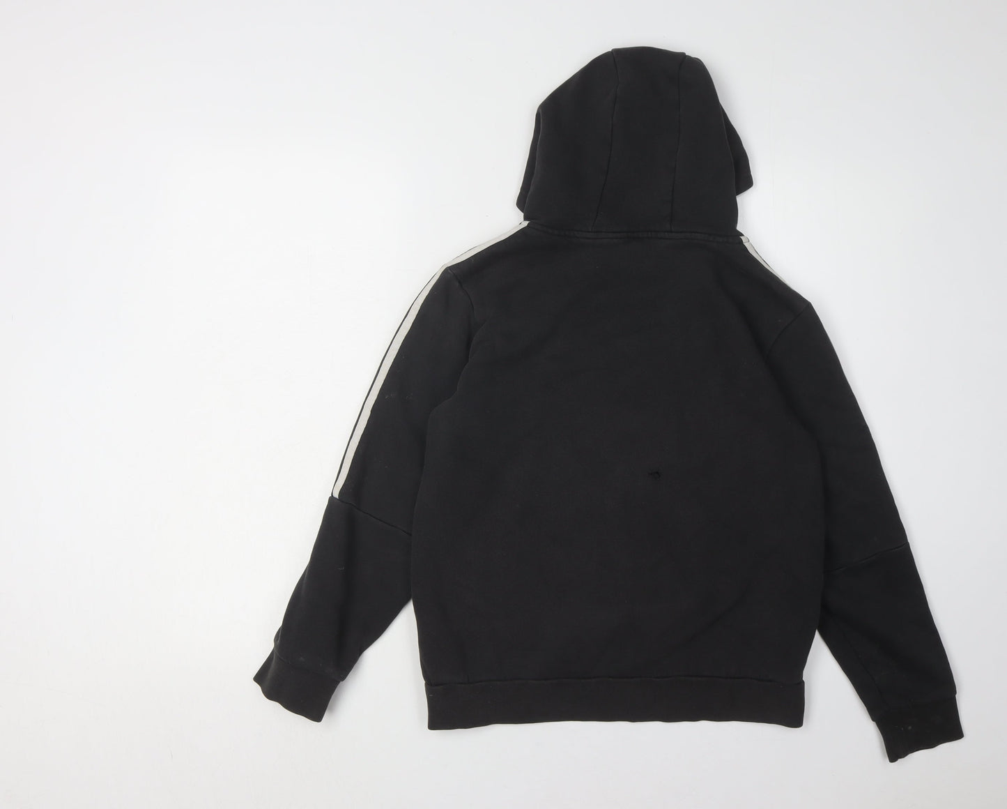 Adidas Boys Black Hoodie, 13-14 Years, Striped Pullover