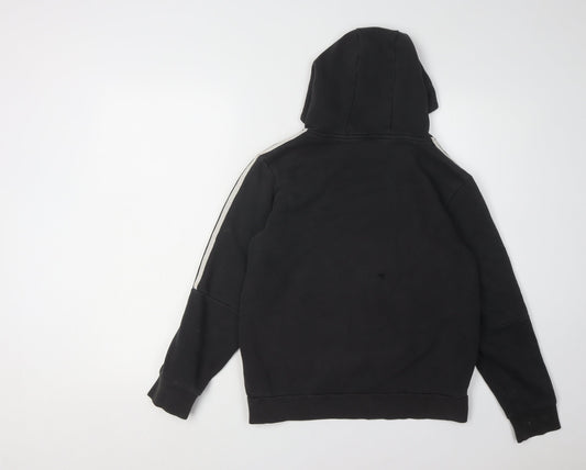 Adidas Boys Black Hoodie, 13-14 Years, Striped Pullover