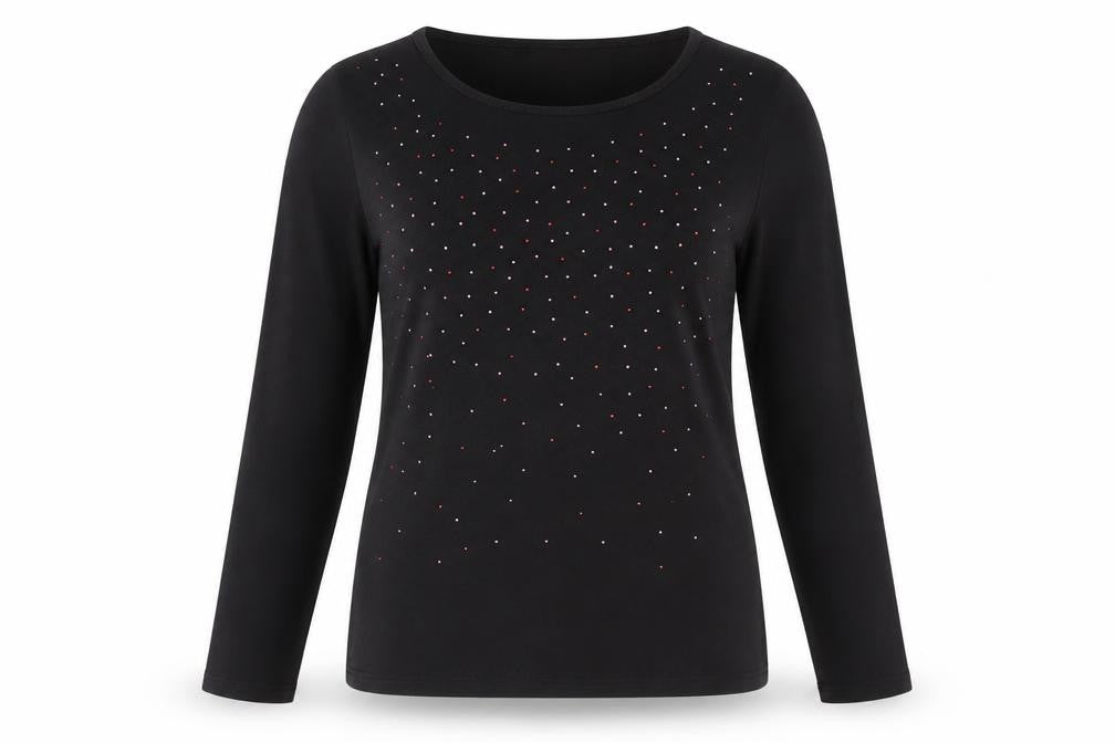 Womens UK Size 12 Laura Ashley Black Cotton Blend T-Shirt