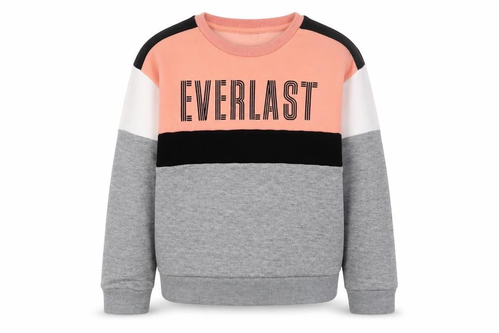 Front view of Everlast girls’ pink grey colourblock sweatshirt 9-10 years