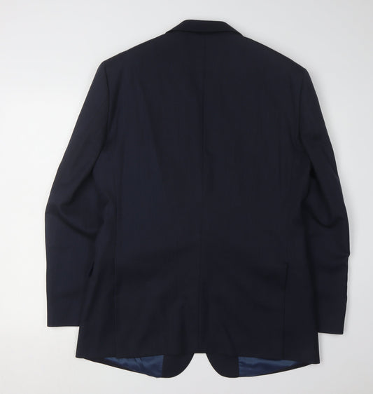 T.M. Lewin Men's Blue Wool Blazer, Size 40R, Formal Jacket