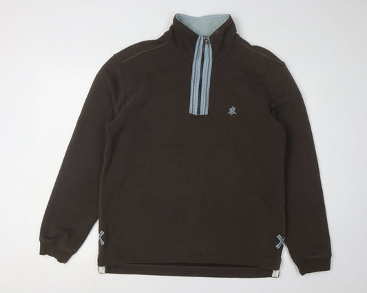 White Stuff Men's Brown 1/4 Zip Sweatshirt M