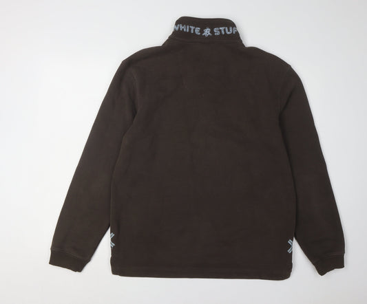 White Stuff Men's Brown 1/4 Zip Sweatshirt M