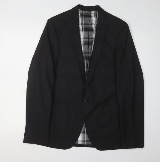 White Label Men's Black Long Blazer 40 L