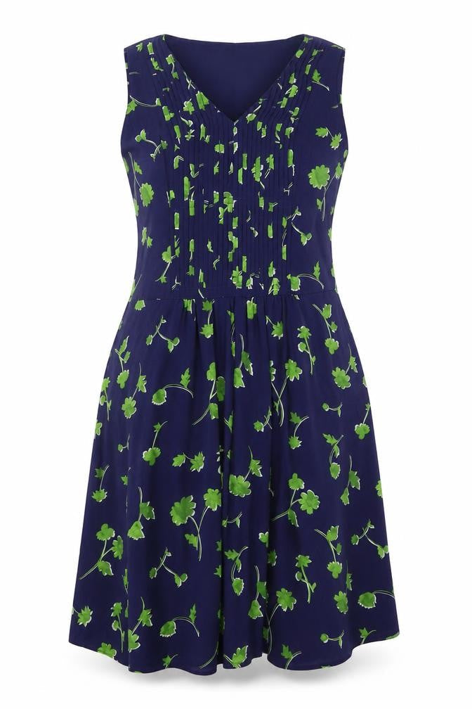 Banana Republic Women's Blue Floral A-Line Petite Dress