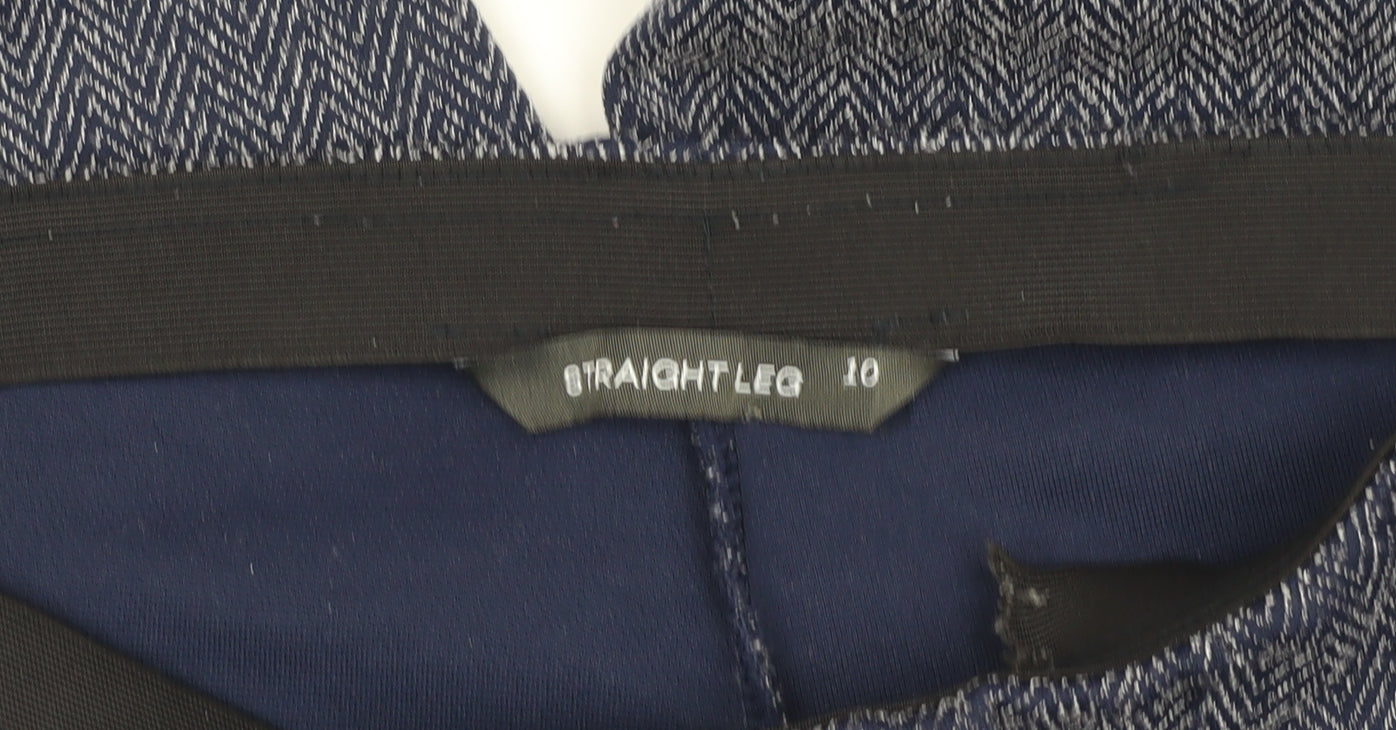 Bonmarché Women's Blue Herringbone Trousers Size 10