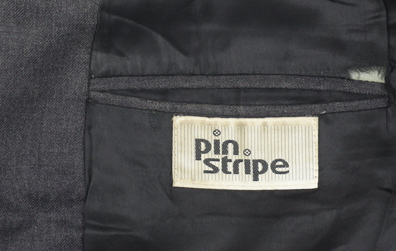 Pin Stripe Grey Men's Blazer 40 Regular Wool Blend