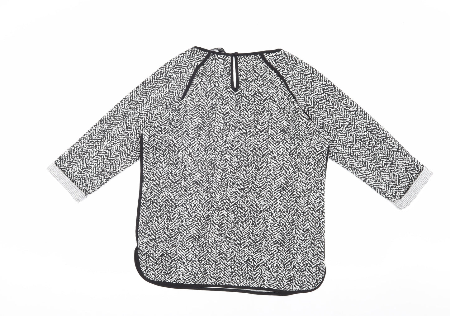 Next Women's Black Geometric Raglan Top Size 12