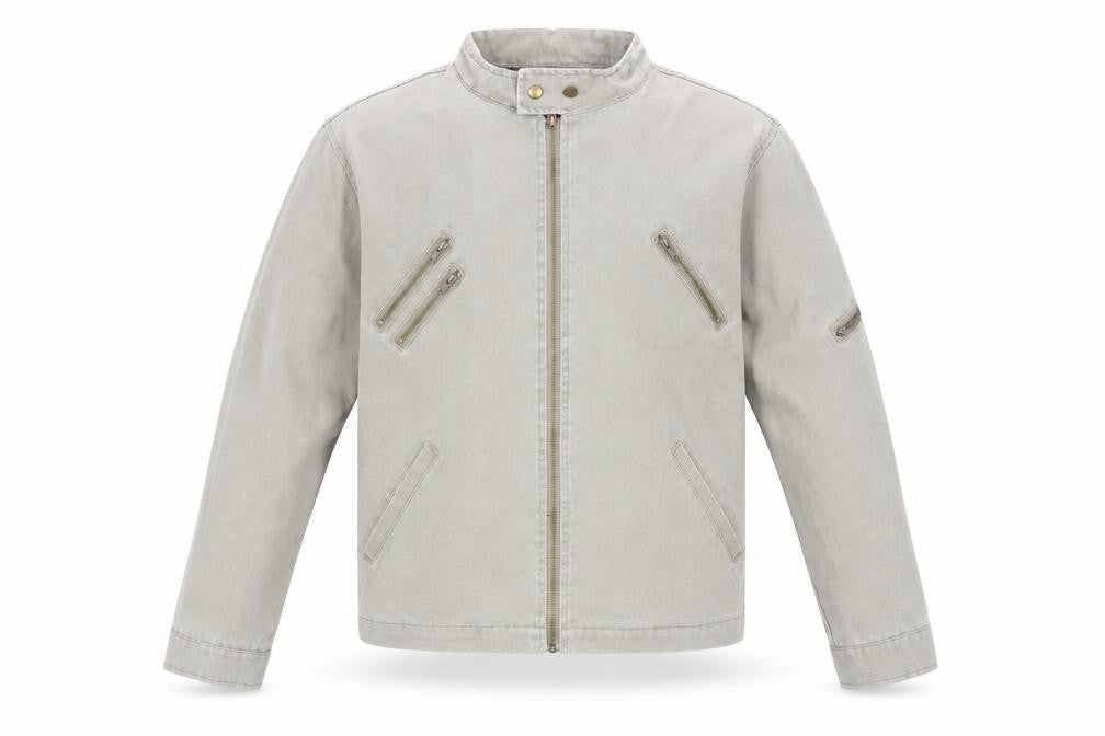 Fashion Union Beige Biker Jacket, Men's M, Casual Style