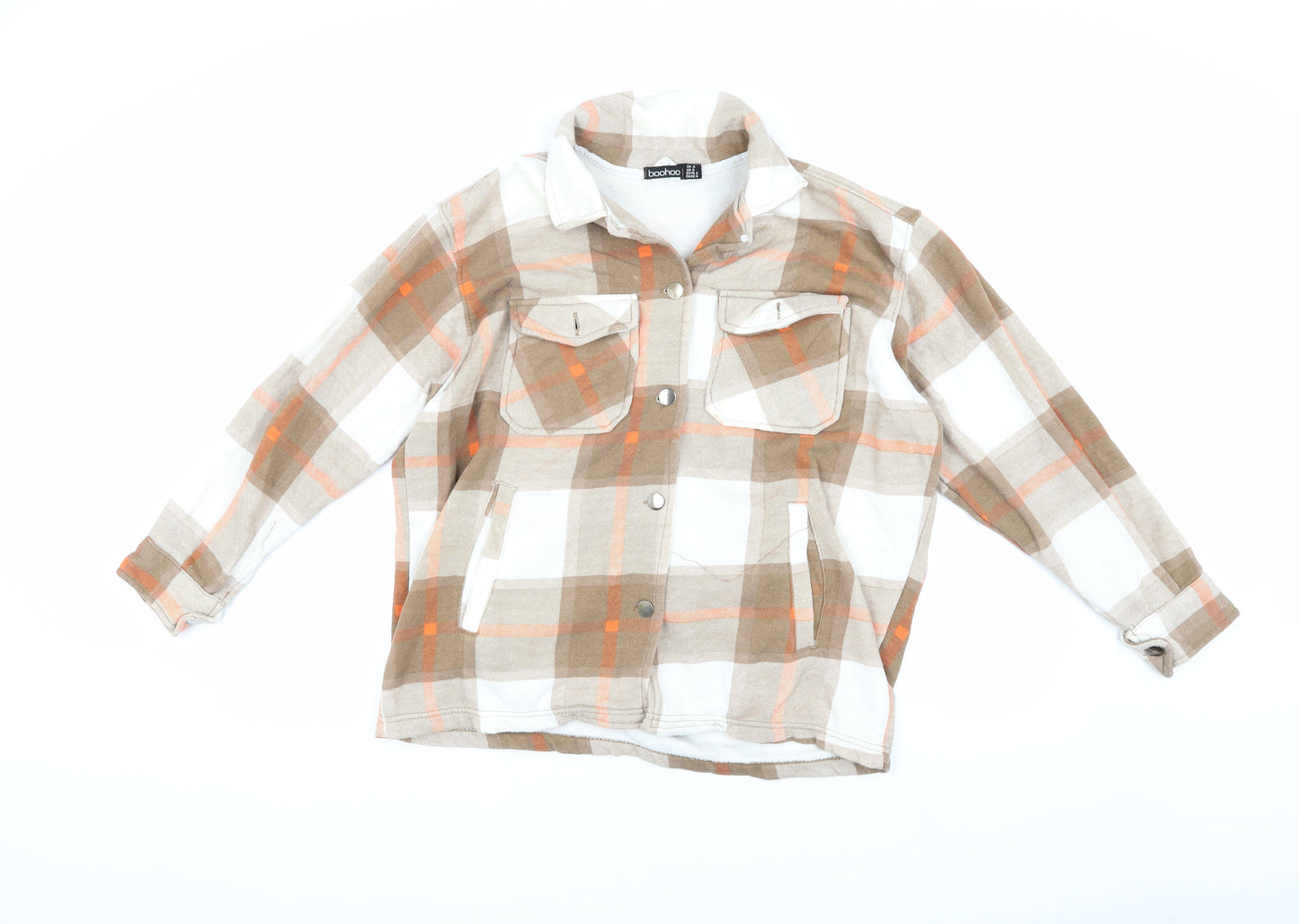 Boohoo Women's Beige Check Jacket Size S