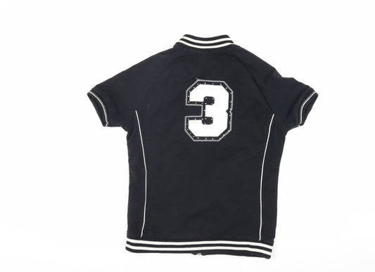 BCBG Max Azria Girls Black Track Jacket, XL, Short Sleeve Style