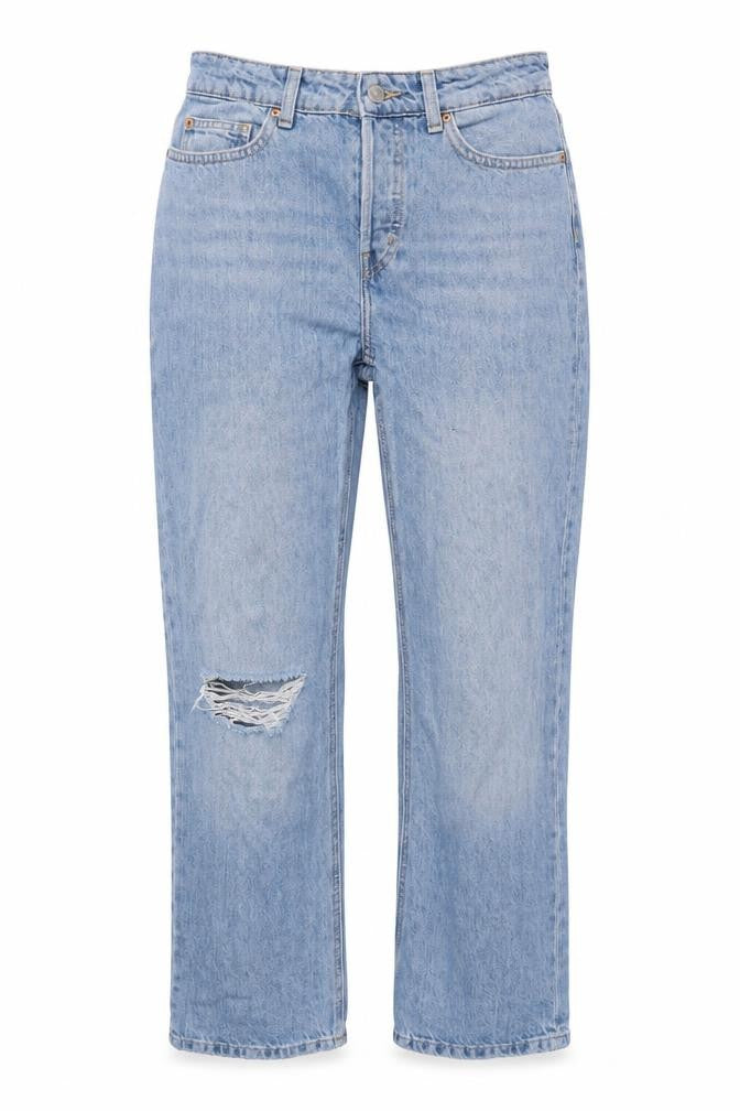 H&M Women's Blue Distressed Jeans, Size 8, Casual Denim