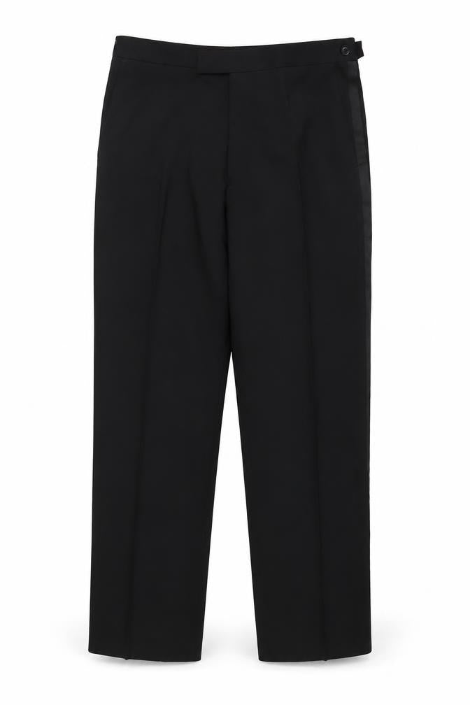 Front view of 1860 Menswear Black Men's Trousers, size S