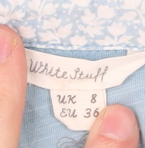 White Stuff Women's Blue Button-Up Shirt Size 8