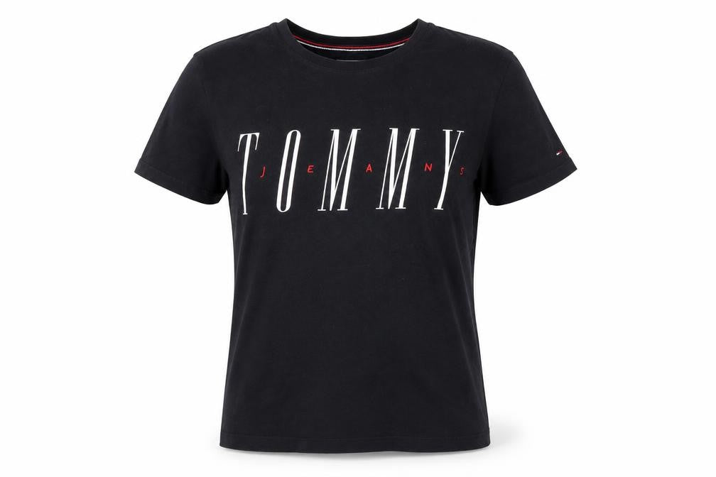 Womens UK Size S Tommy Jeans Black Cotton T-Shirt
