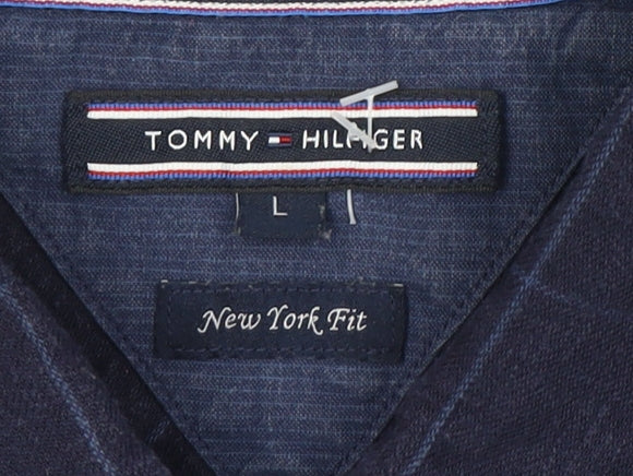 Tommy Hilfiger Men's Blue Check Dress Shirt L