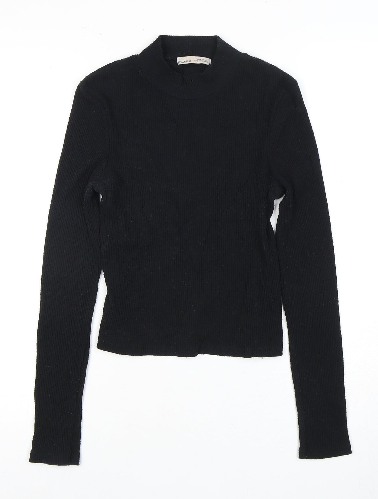 Pull & Bear Women’s Black Mock Neck Long Sleeve Top