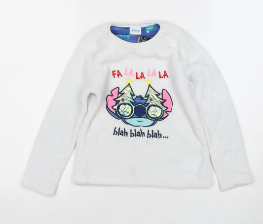 Disney Girls White Stitch Christmas Pyjama Top 8-9 Years