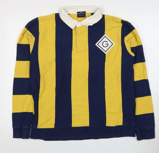 Gant Men's Multicoloured Striped Henley Sweatshirt M