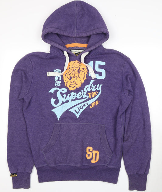 Superdry Men's Purple Pullover Hoodie M Vintage Logo