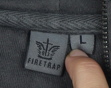 Firetrap Men's Grey Full Zip Hoodie, Size L