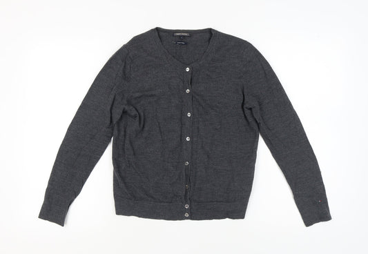 Tommy Hilfiger Womens Grey Wool Cardigan M