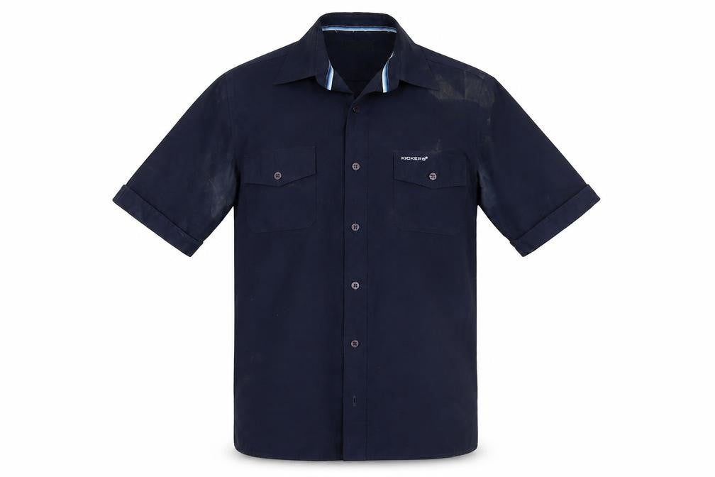Kickers Men's Blue Short Sleeve Button-Up Shirt S