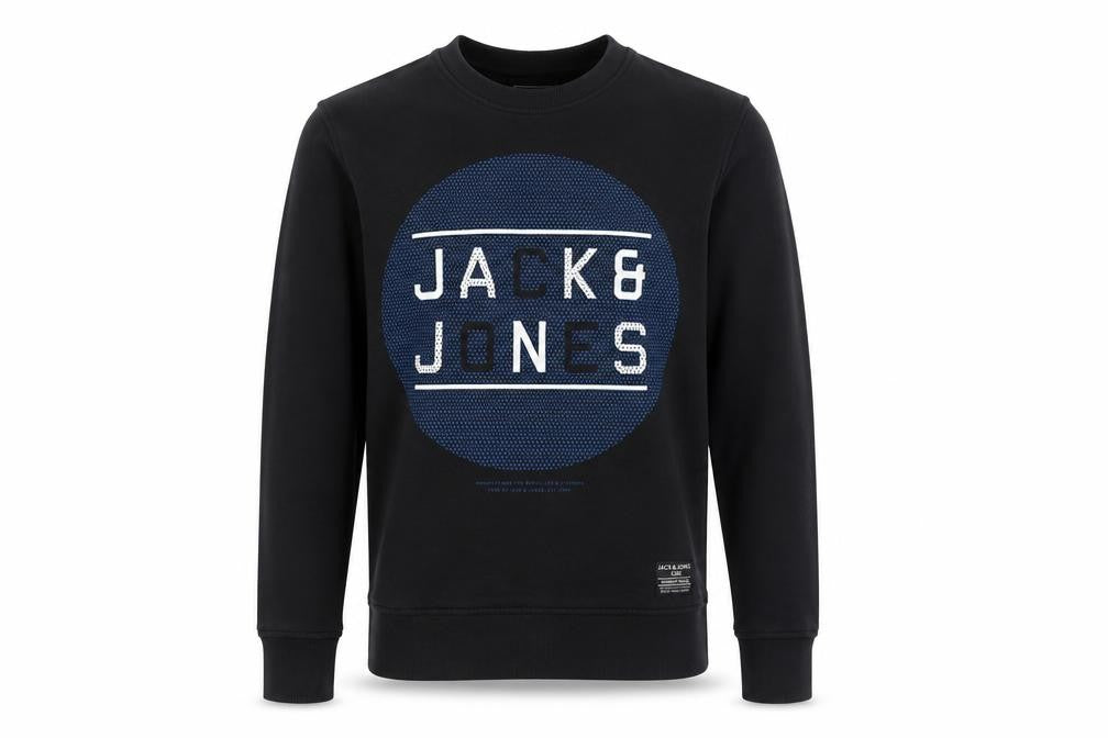 Mens UK S Regular JACK & JONES Black Pullover Sweatshirt