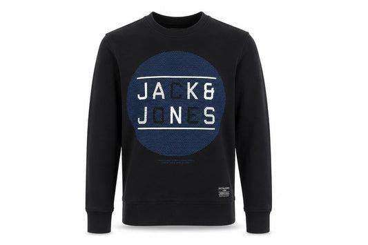 Mens UK S Regular JACK & JONES Black Pullover Sweatshirt