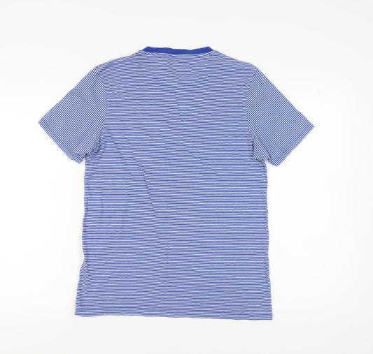 Lyle & Scott Men's Blue Striped Crew T-Shirt - Medium
