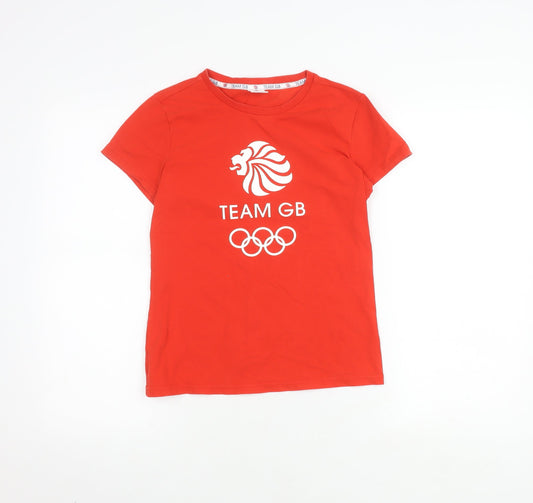 Team GB Women's Red T-Shirt Size 10 - Olympian Style