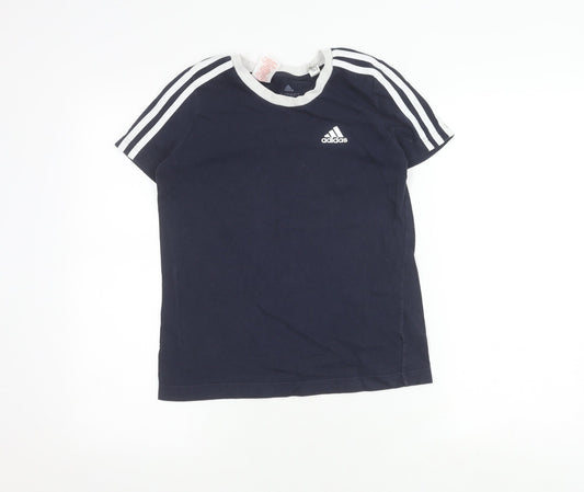 Adidas Boys Blue T-Shirt 11-12 Years Short Sleeve Logo