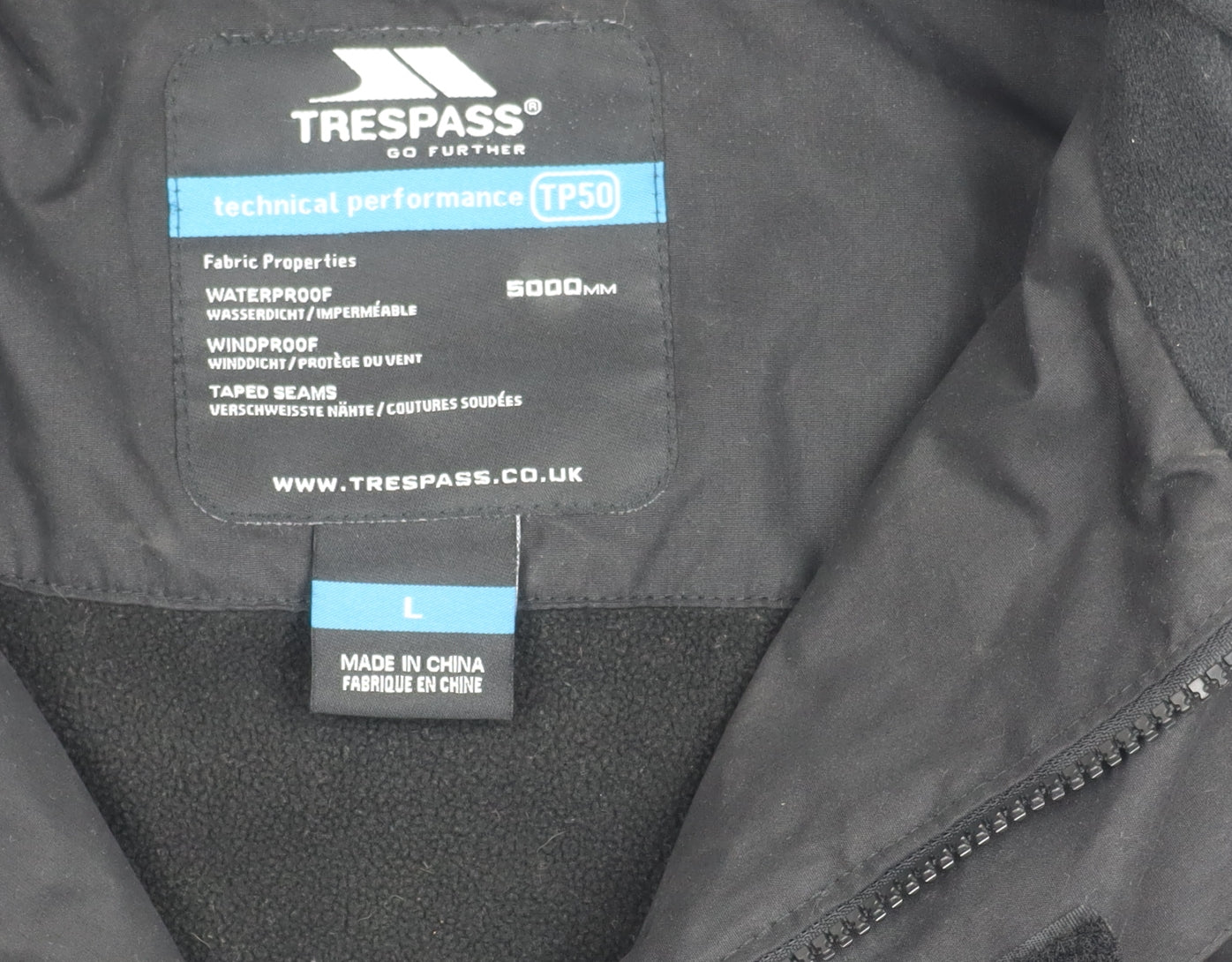 Trespass Men's Black Waterproof Jacket L