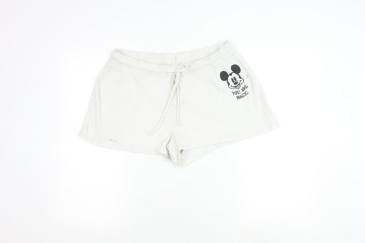 Disney Women's Mickey Mouse Sleep Shorts White L