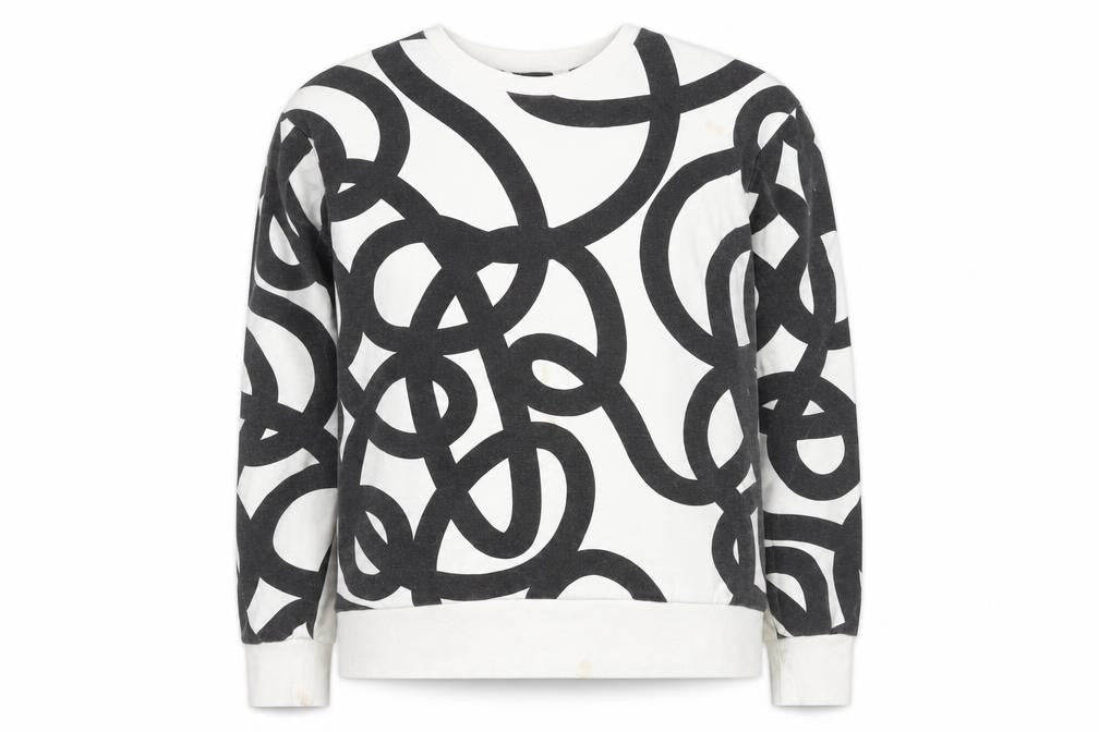 Zara Unisex White Pullover Sweatshirt M Geometric