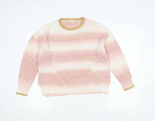 White Stuff Women's Pink Striped Pullover Jumper Size 14