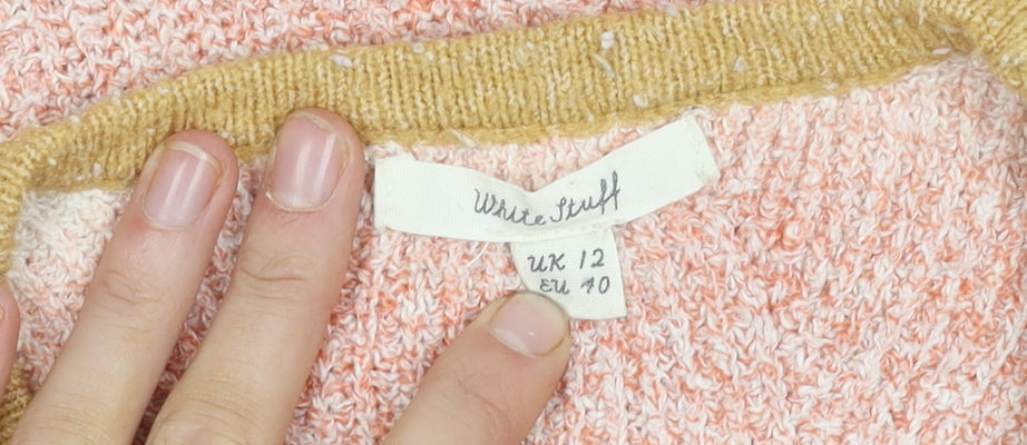 White Stuff Women's Pink Striped Pullover Jumper Size 14