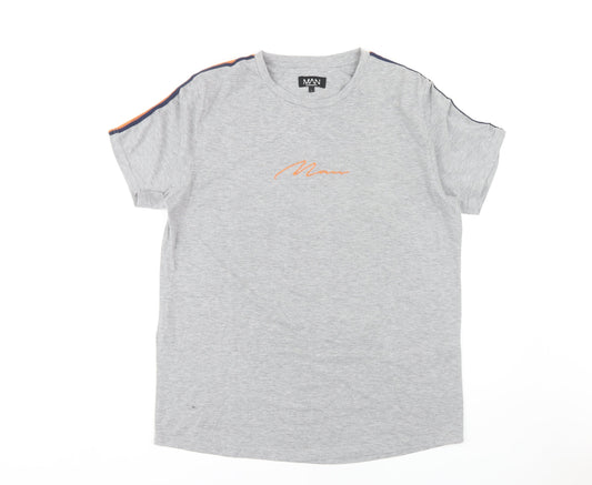 BoohooMAN Grey Crew Neck T-Shirt for Men - Large