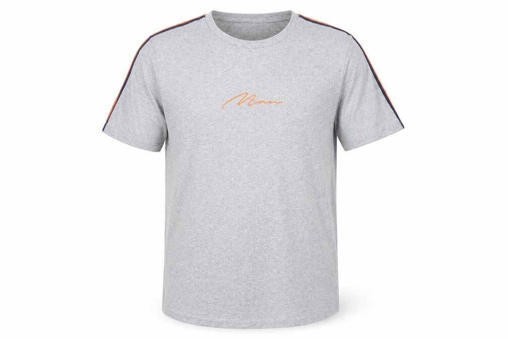 Front view of boohooMAN Grey Crew Neck T-Shirt for Men - Large