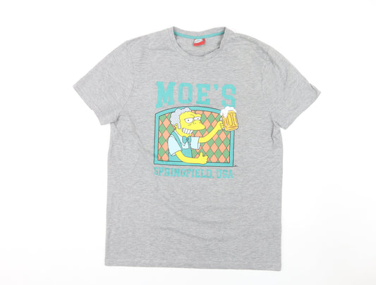 The Simpsons Men's Grey Cartoon T-Shirt L