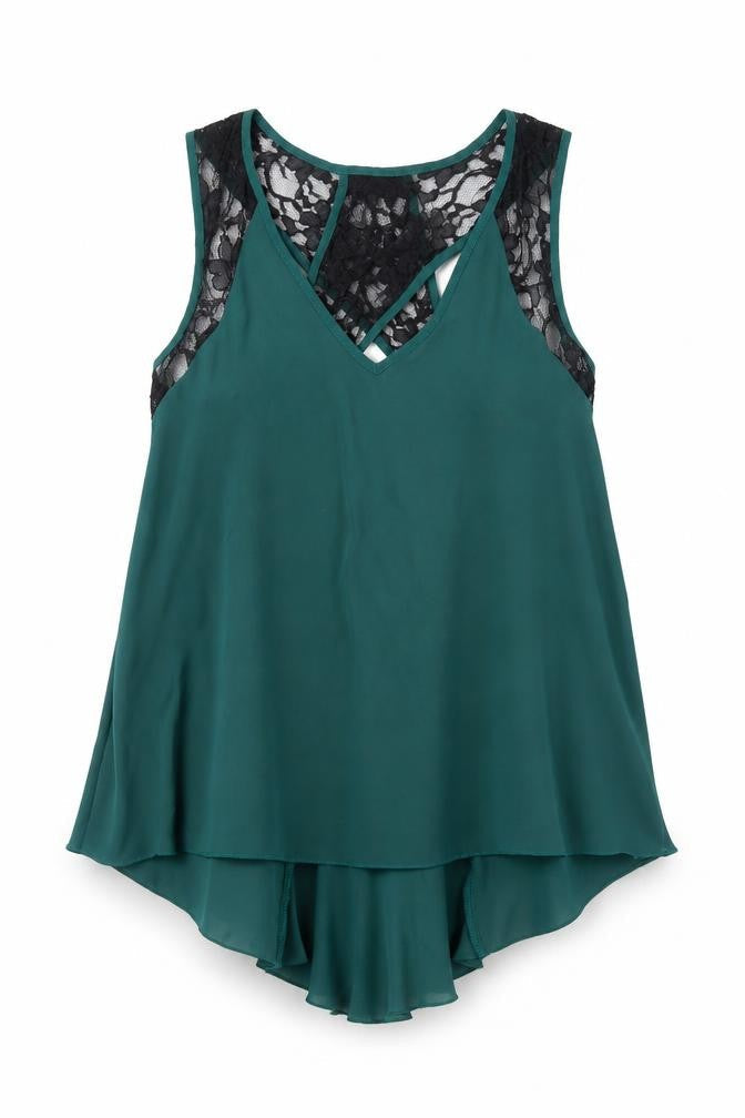 Front view of ASOS Women Green Camisole Blouse UK 8 Petite