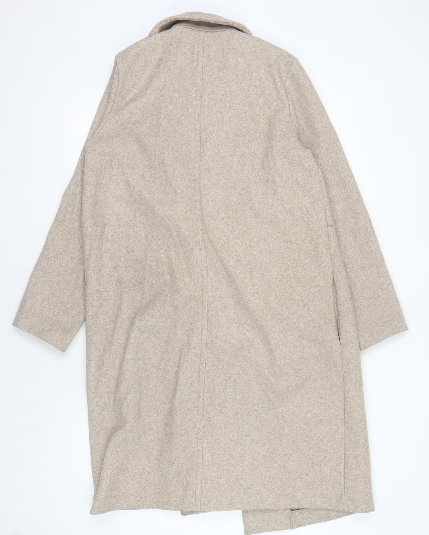 Zara Women's Beige Long Coat, Size L, Polyester
