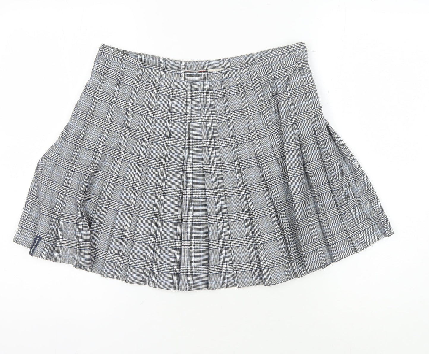 Superdry Women's Grey Pleated Check Skirt Size 12