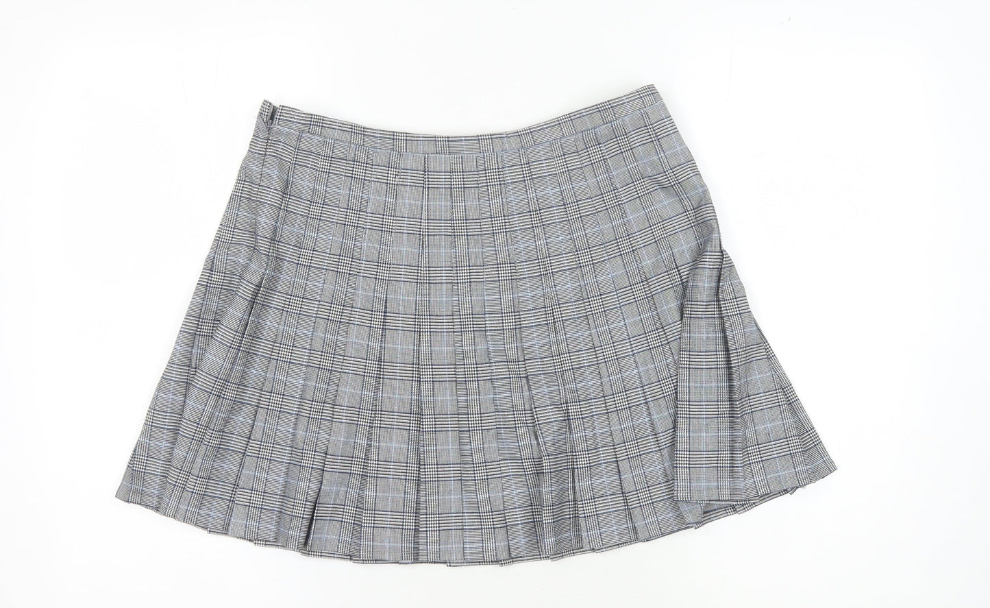 Superdry Women's Grey Pleated Check Skirt Size 12
