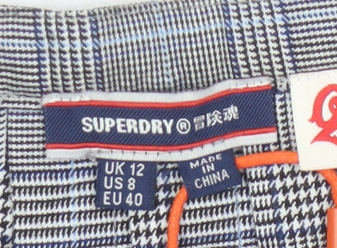 Superdry Women's Grey Pleated Check Skirt Size 12
