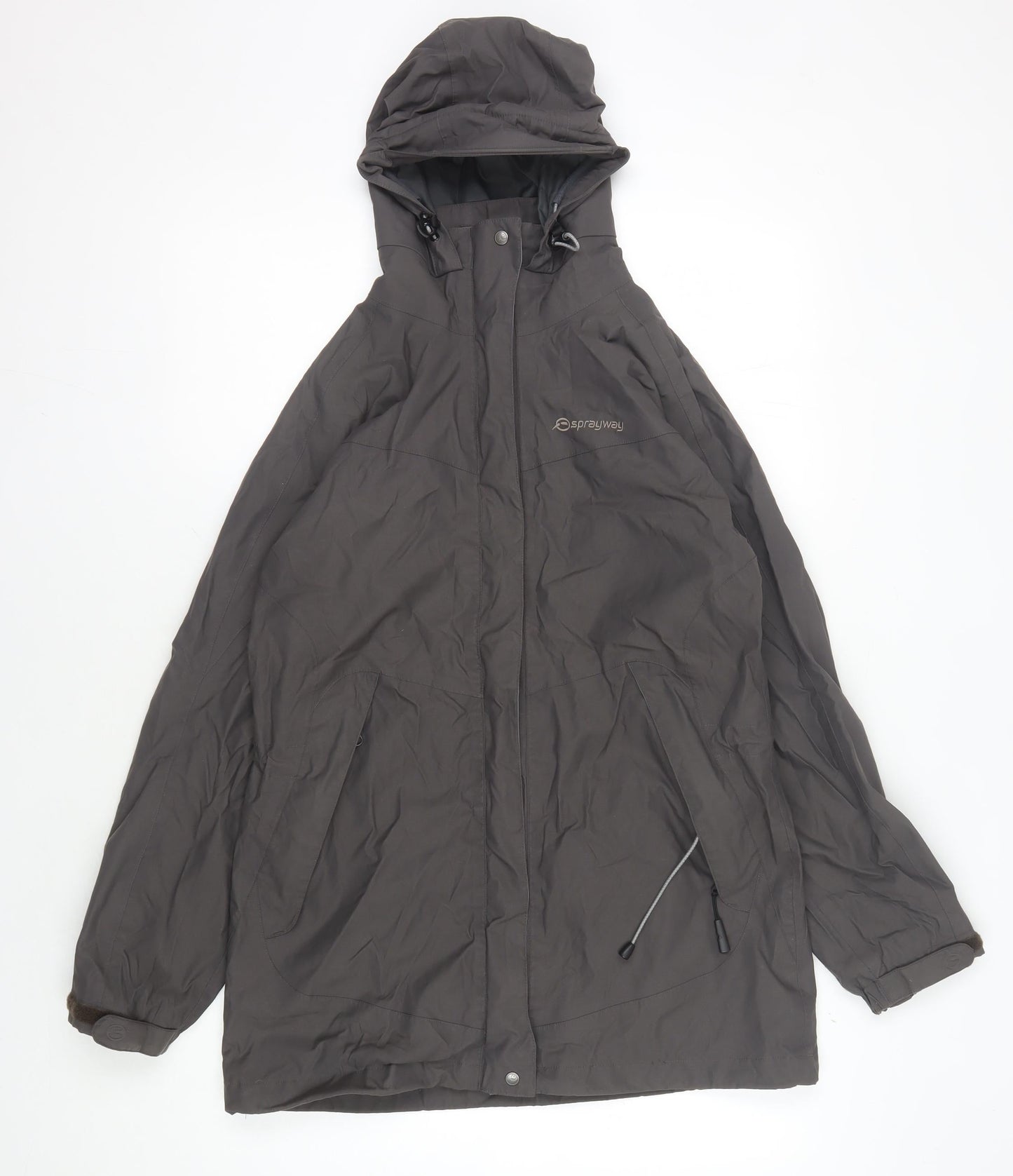 Sprayway Women's Grey Hooded Rain Coat Jacket Size 8