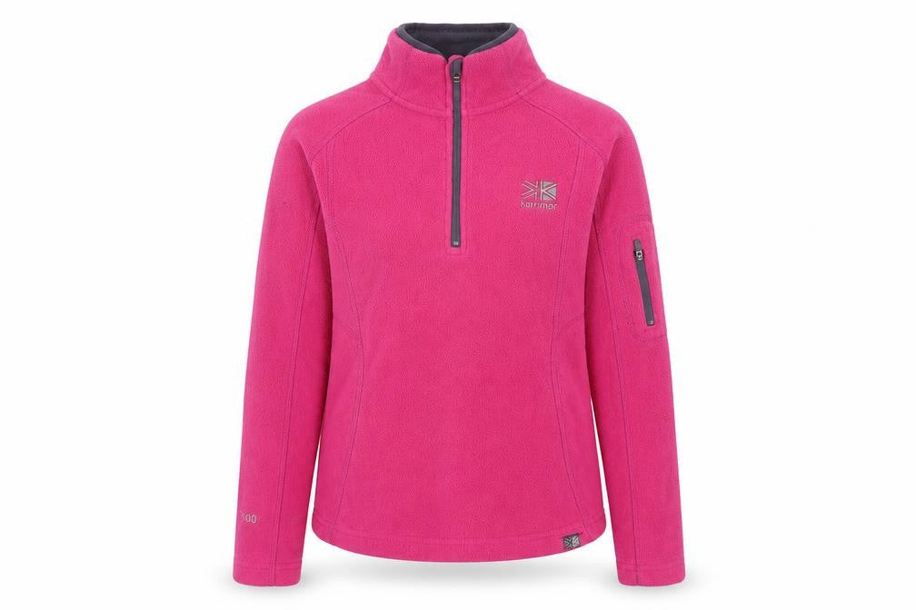 Front view of Karrimor girls’ pink 1/4 zip fleece sweatshirt 7-8 years
