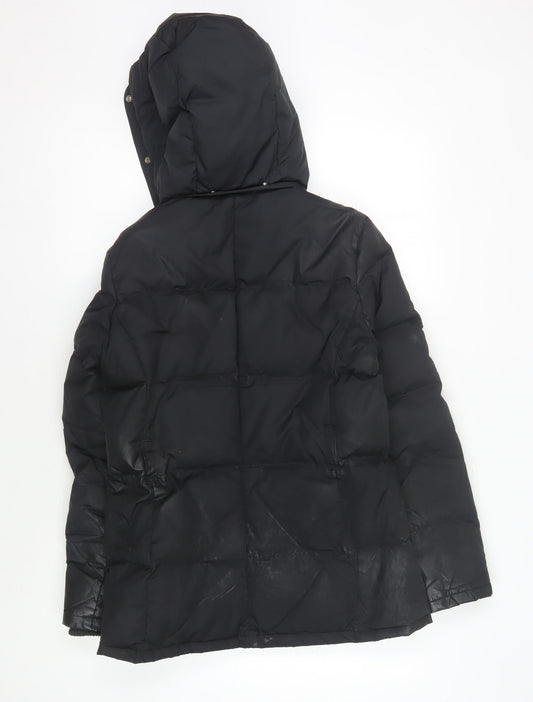 GAP Men's Black Hooded Puffer Jacket, Size S, Casual Winter Wear